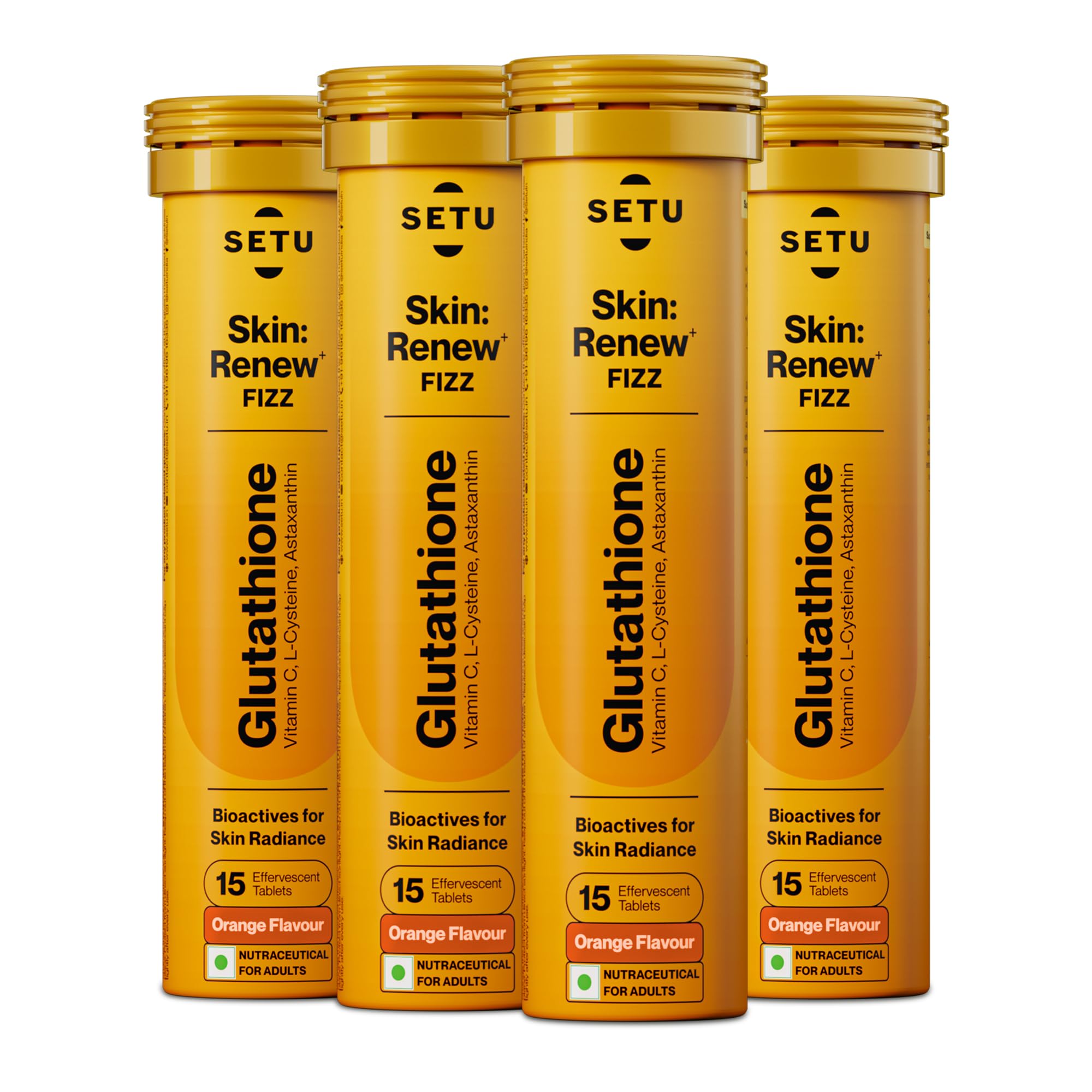 SETU Glutathione effervescent tablet dissolving in water for daily antioxidant support