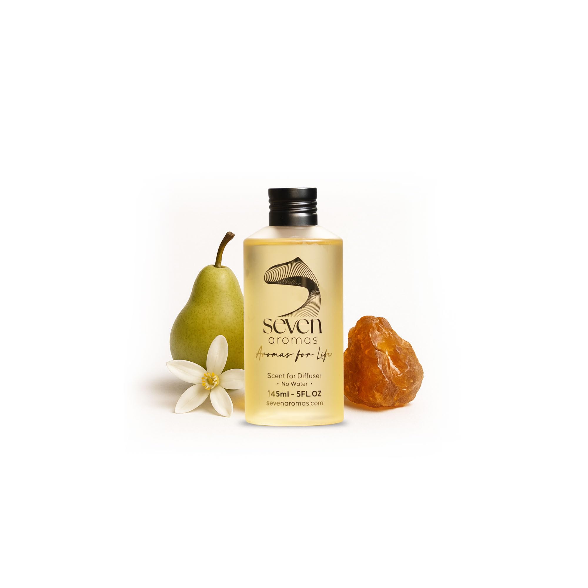 SevenAromas silver rain diffuser oil bottle showing rain-inspired fragrance for premium spaces.