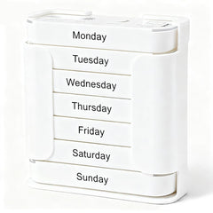 Seven-Day Medication Organizer top view with 28 compartments for week-long planning.