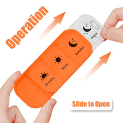 Travel-compact form highlights discreet, on-the-go medication storage.