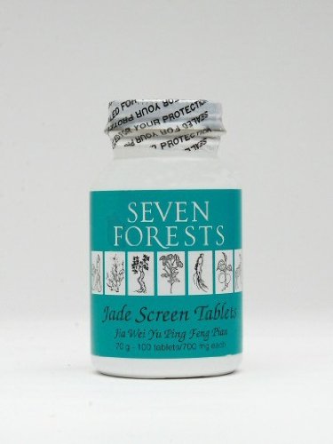 Seven Forests Jade Screen Tablets bottle; traditional herbal formula for respiratory wellness support