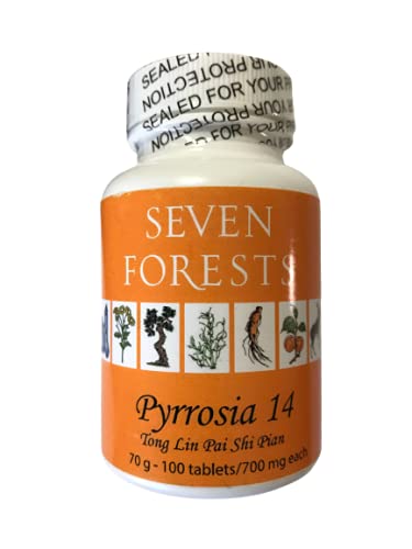 Seven Forests Pyrrosia bottle front showing tablets that support normal bladder function.