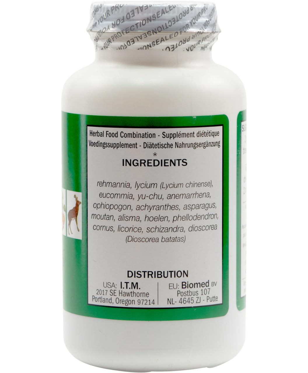 Seven Forests Rehmannia 16 tablets close-up, showcasing herbal formula for yin nourishment and heat balance