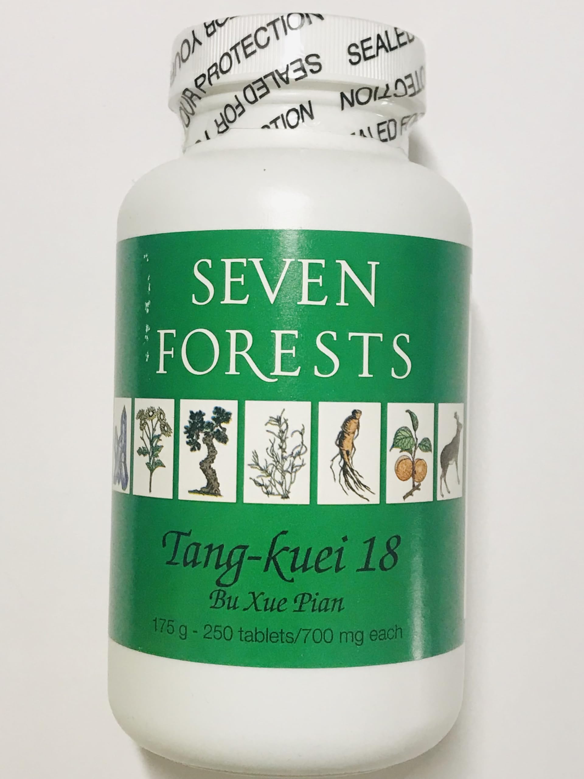 Seven Forests Tang-kuei 18 tablets bottle front view for daily qi and blood balance.