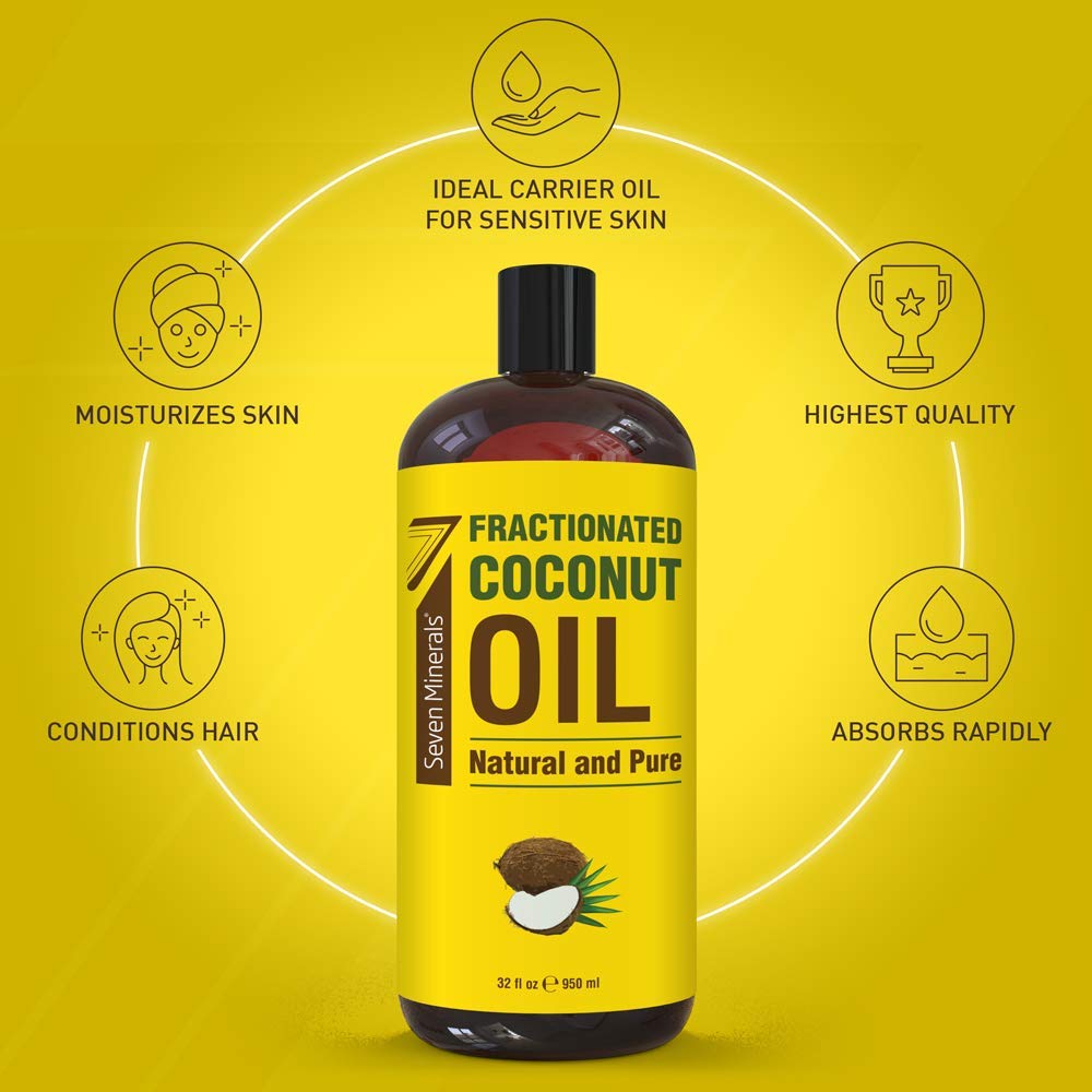 Pouring Seven Minerals fractionated coconut oil for easy application