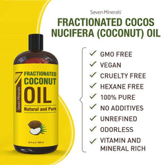 Transparent light carrier oil from Seven Minerals fractionated coconut oil
