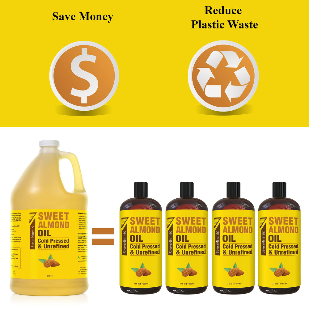 Seven Minerals Sweet Almond Oil application on skin promotes moisturization and softness