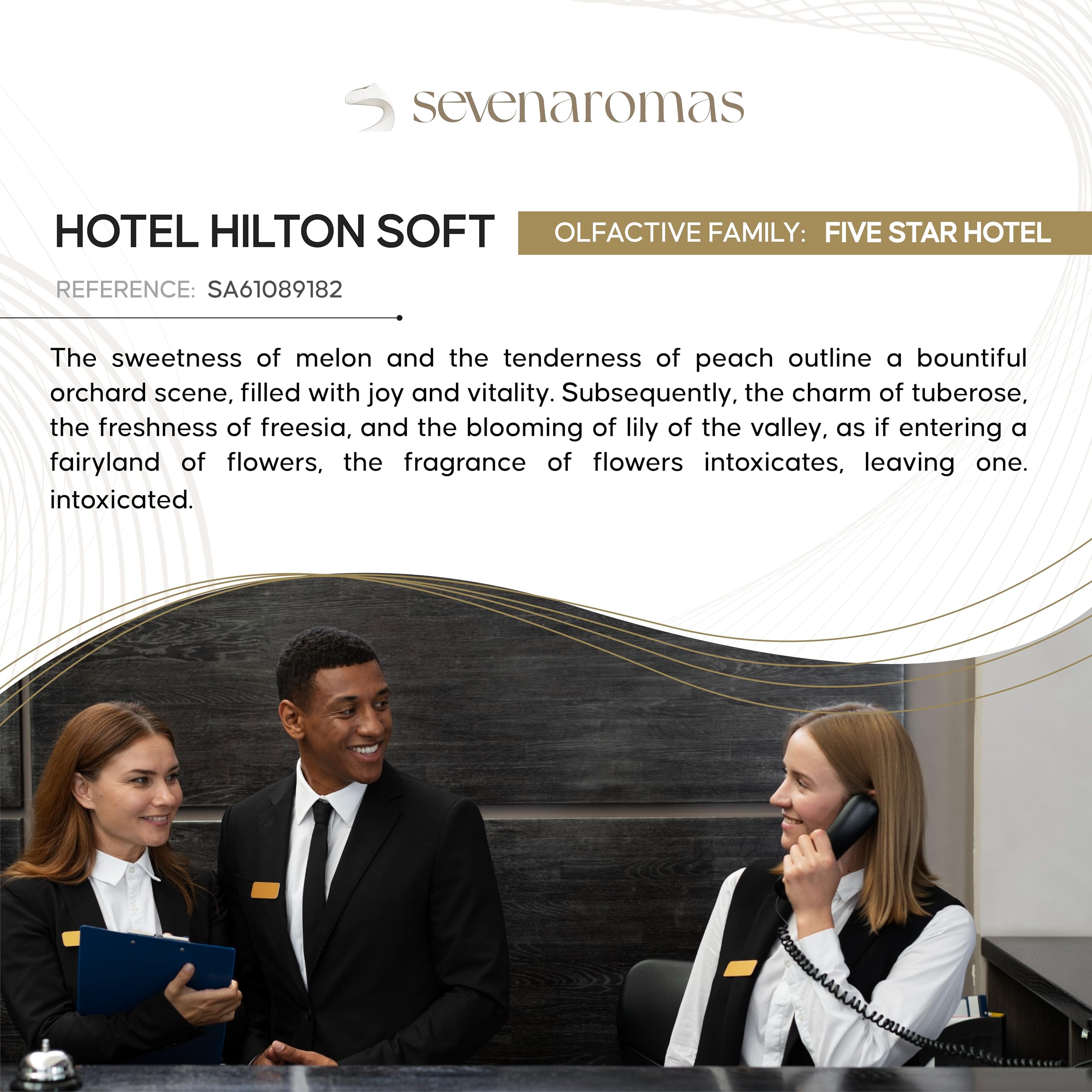 Citrus opening note evokes fresh, inviting fragrance from SevenAromas Hotel Scent Diffuser Oil.