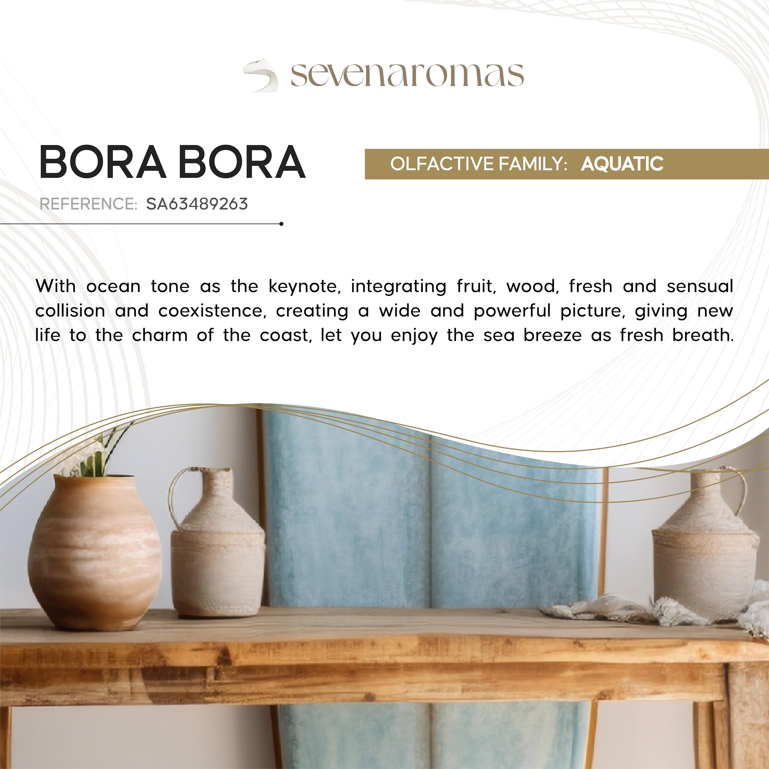 SevenAromas crisp ocean notes diffuser suggests refreshing ambience in any space.