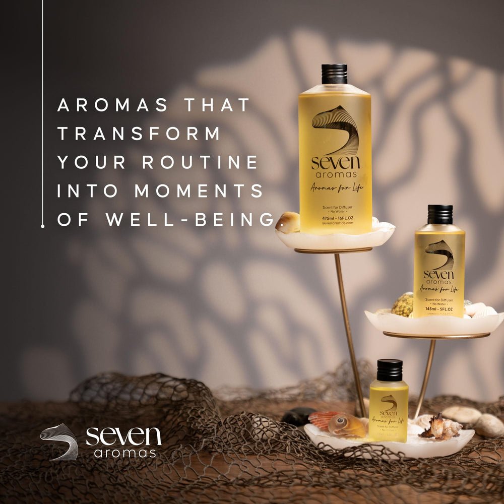SevenAromas hotel diffuser oil citrus-spice note suggests a refreshing opening.