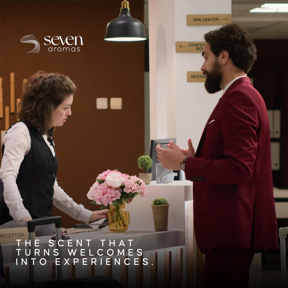 SevenAromas hotel diffuser oil spa-scene evokes calm hotel-worthy ambience.