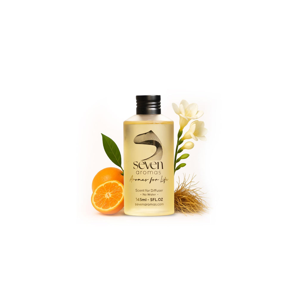 SevenAromas Hotel Scent Diffuser Oil bottle pour enhances lobby ambiance.