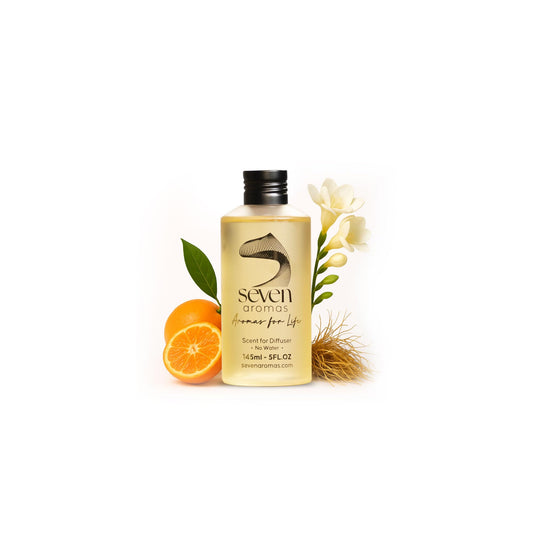 SevenAromas Hotel Scent Diffuser Oil bottle pour enhances lobby ambiance.