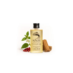 Seven Aromas Santal Blanc bottle pour highlights premium fragrance for refined spaces.