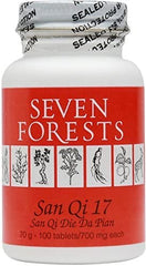 Seven Forests San Qi 17 tablets bottle front view may support recovery after physical trauma.