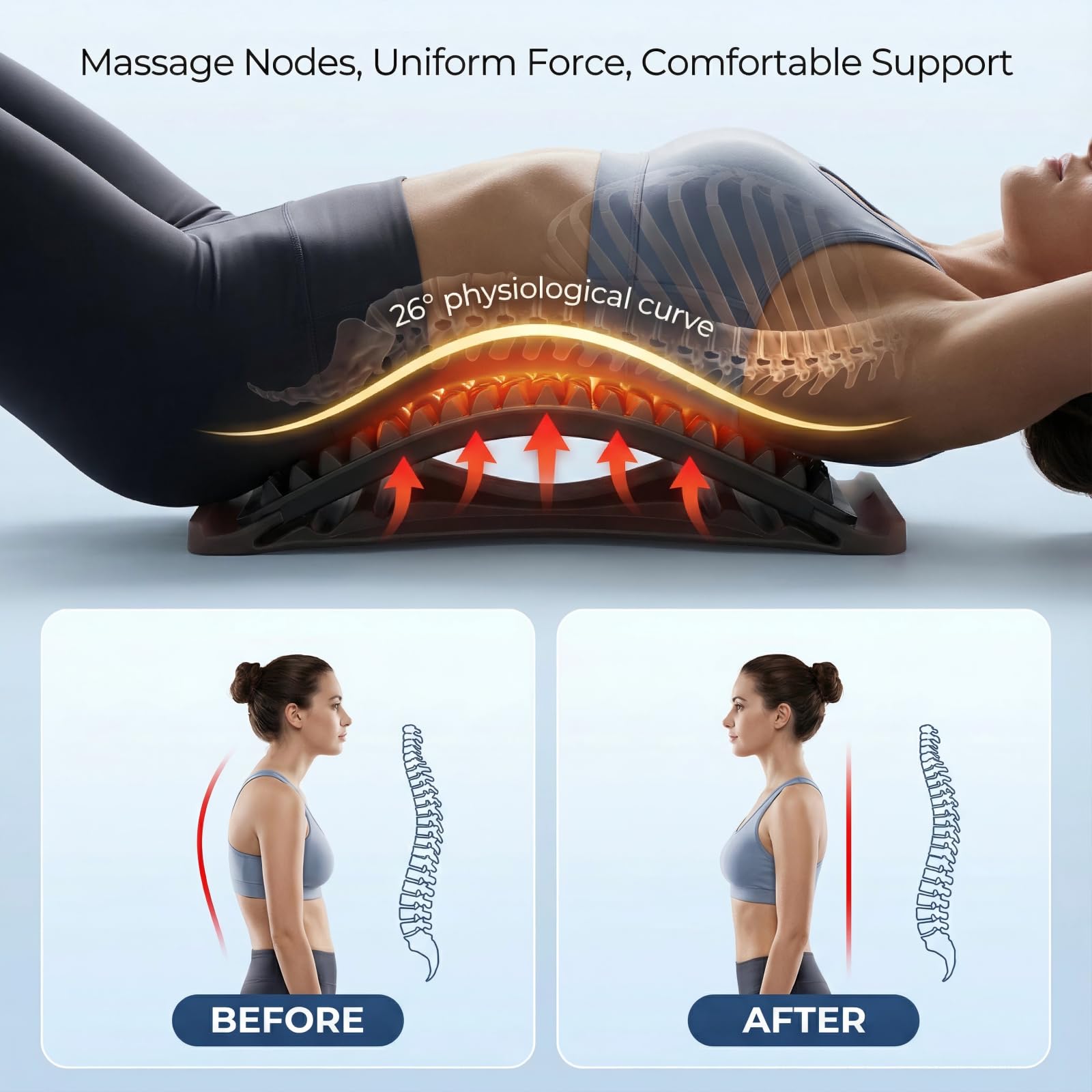 Sevorange back stretcher on car seat helps maintain upright posture while driving