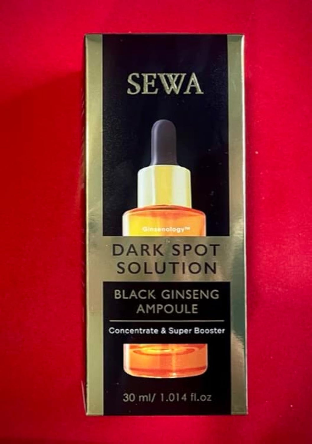 Sewa Dark Spot Solution bottle close-up highlighting brightening potential.