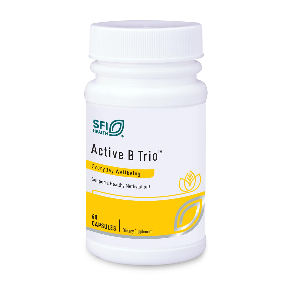 SFI Health Active B Trio bottle label highlighting bioactive vitamins for energy support