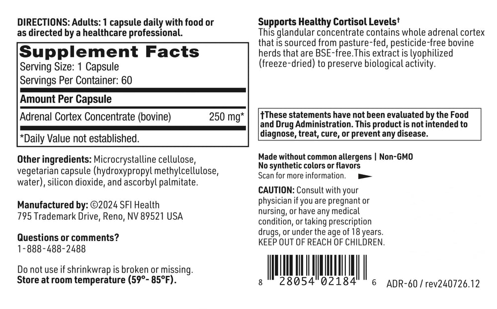 SFI Health Adrenal Cortex sourced from BSE-free herds