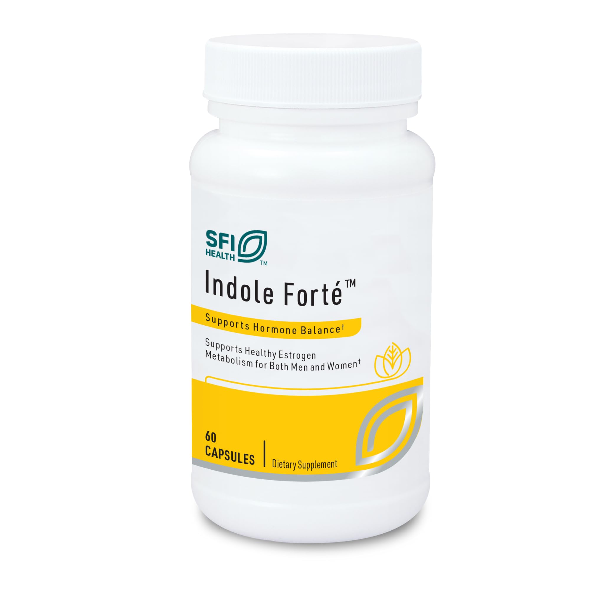 SFI Health Indole Forte bottle front showing daily estrogen metabolism support potential
