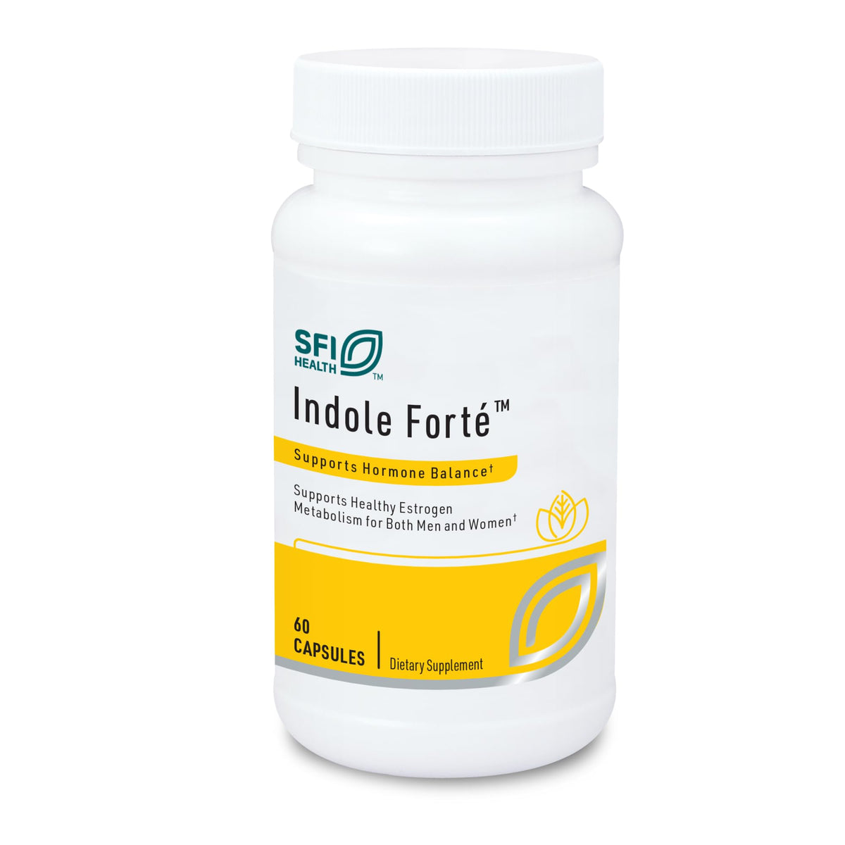 SFI Health Indole Forte bottle front showing daily estrogen metabolism support potential