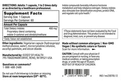 Instruction card detailing daily dosing for Indole Forte by SFI Health
