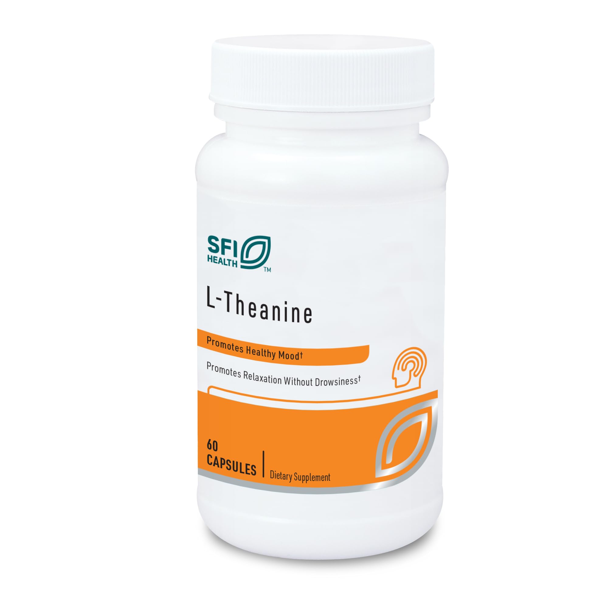 SFI Health Klaire L-Theanine capsules promote gentle calm focus and alertness support.