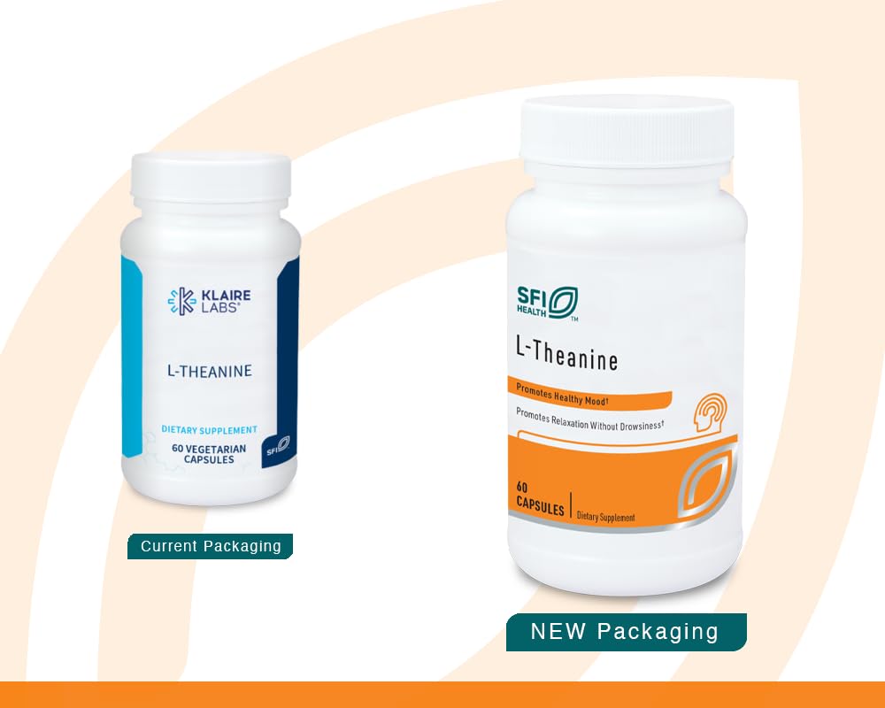 SFI Health Klaire L-Theanine bottle viewed for easy supplement access.