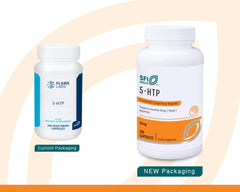 SFI Health Klaire Labs 5-HTP bottle label detail highlighting hypoallergenic formula