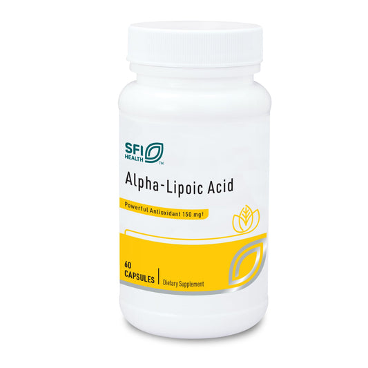 SFI Health Klaire Labs Alpha-Lipoic Acid 150mg bottle for detox support.