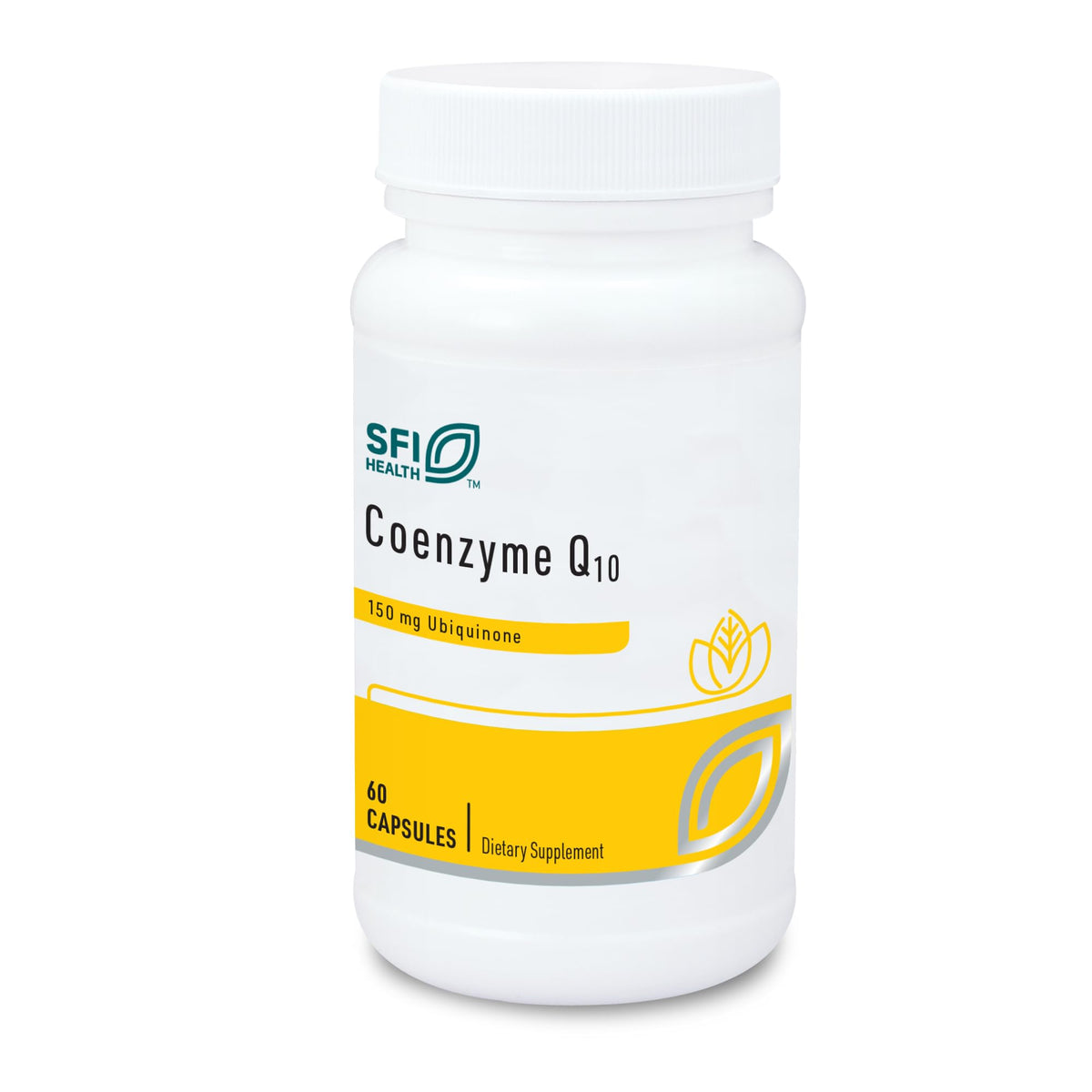 SFI Health Klaire Labs CoQ10 bottle front showing packaging and dosage information