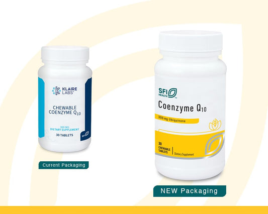 CoQ10 emulsified with vitamin E for potential absorption in a tasty chew.