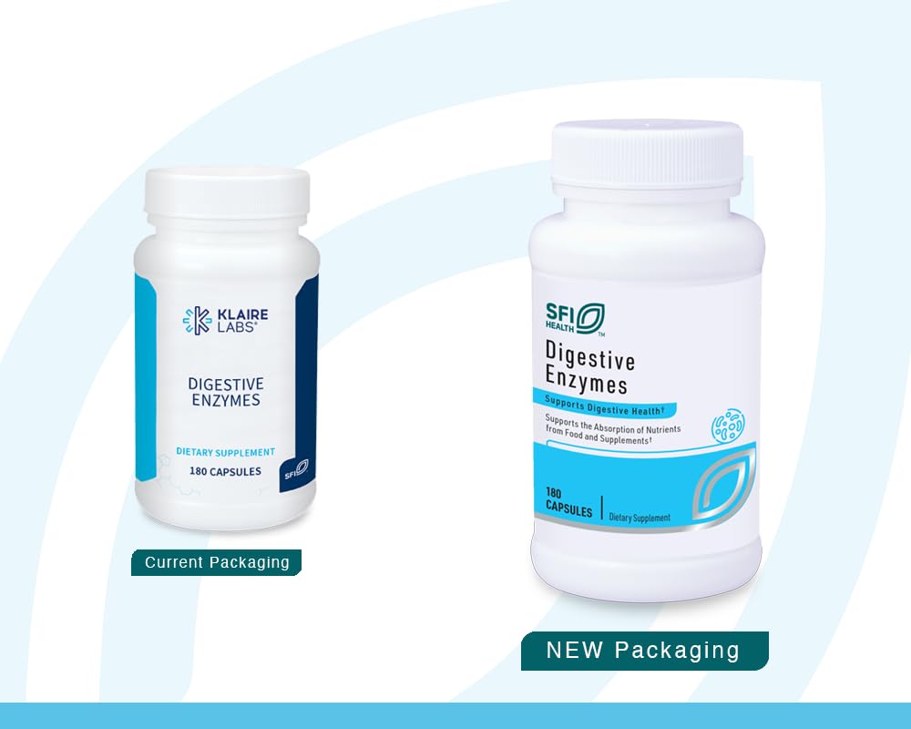 SFI Health Klaire Labs Digestive Enzymes capsules close-up for targeted digestion