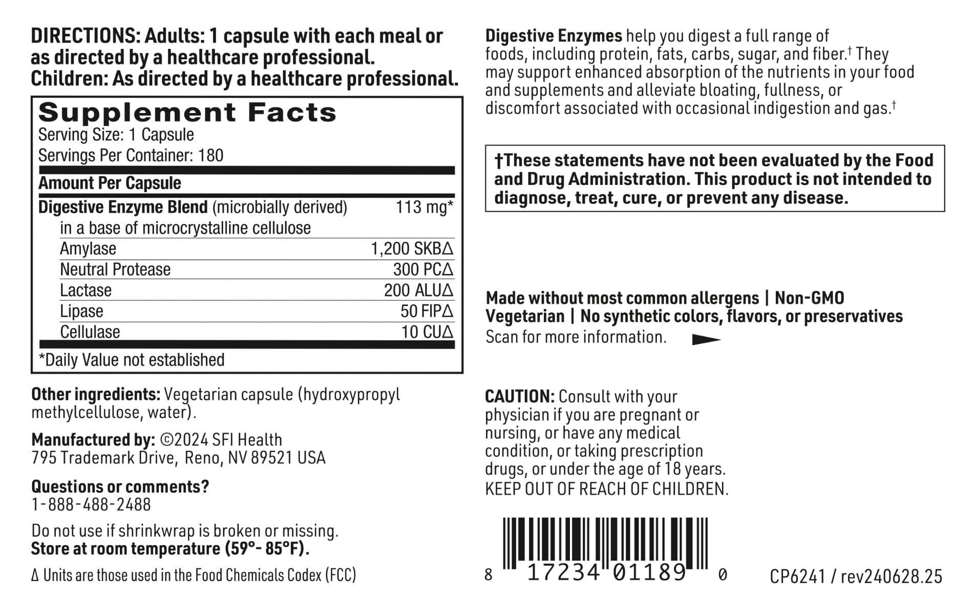 SFI Health Klaire Labs Digestive Enzymes capsules in hand suggest daily use
