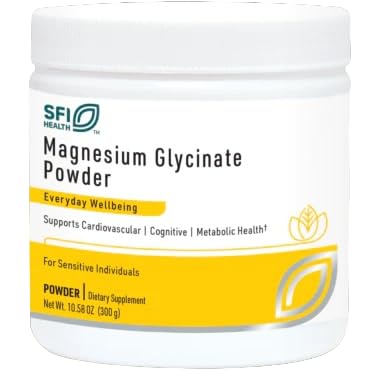 SFI Health Klaire Labs magnesium chelate powder tub front shows purity and quality.
