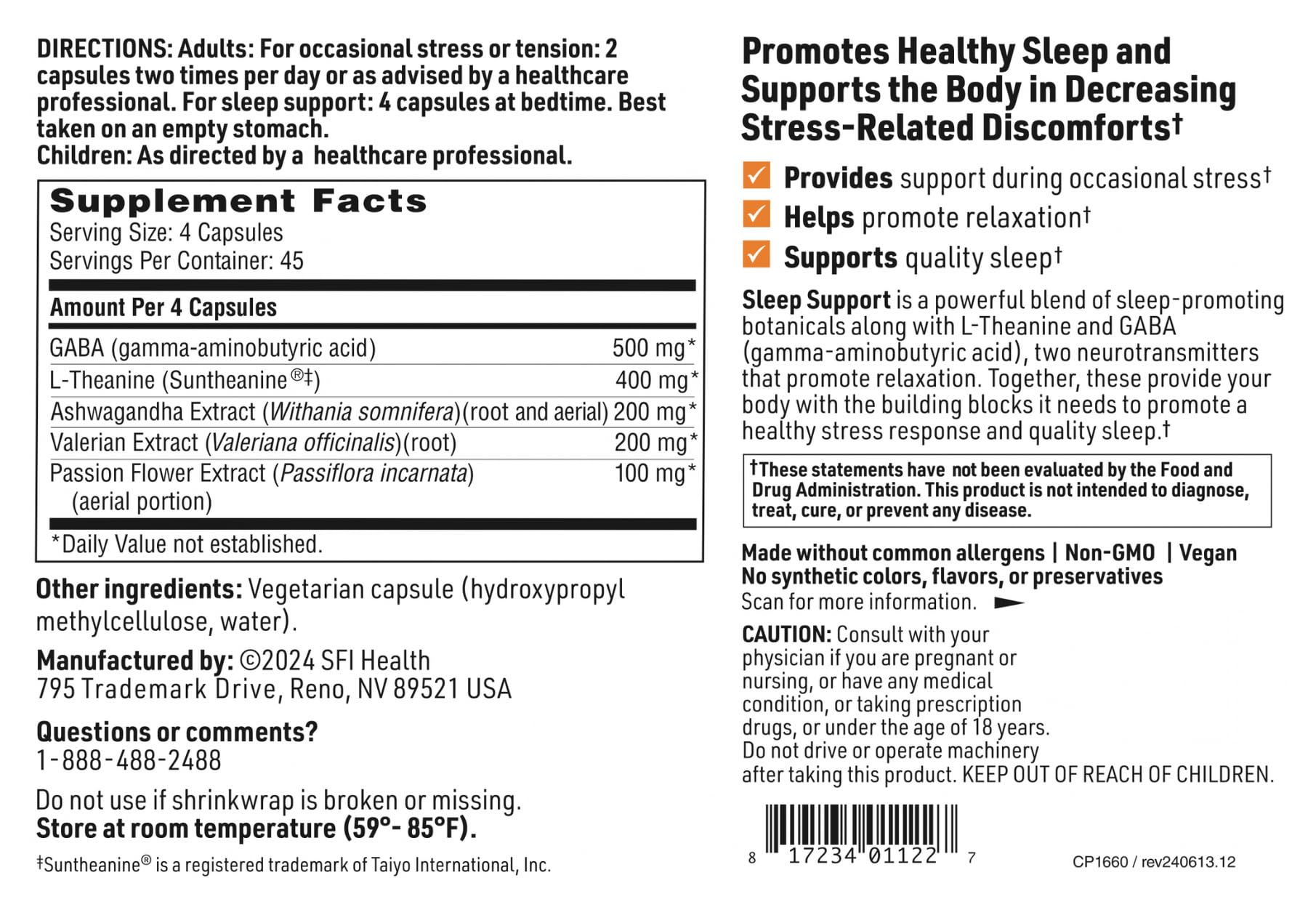 Capsules close-up of SFI Health Klaire Labs Stress Support Complex