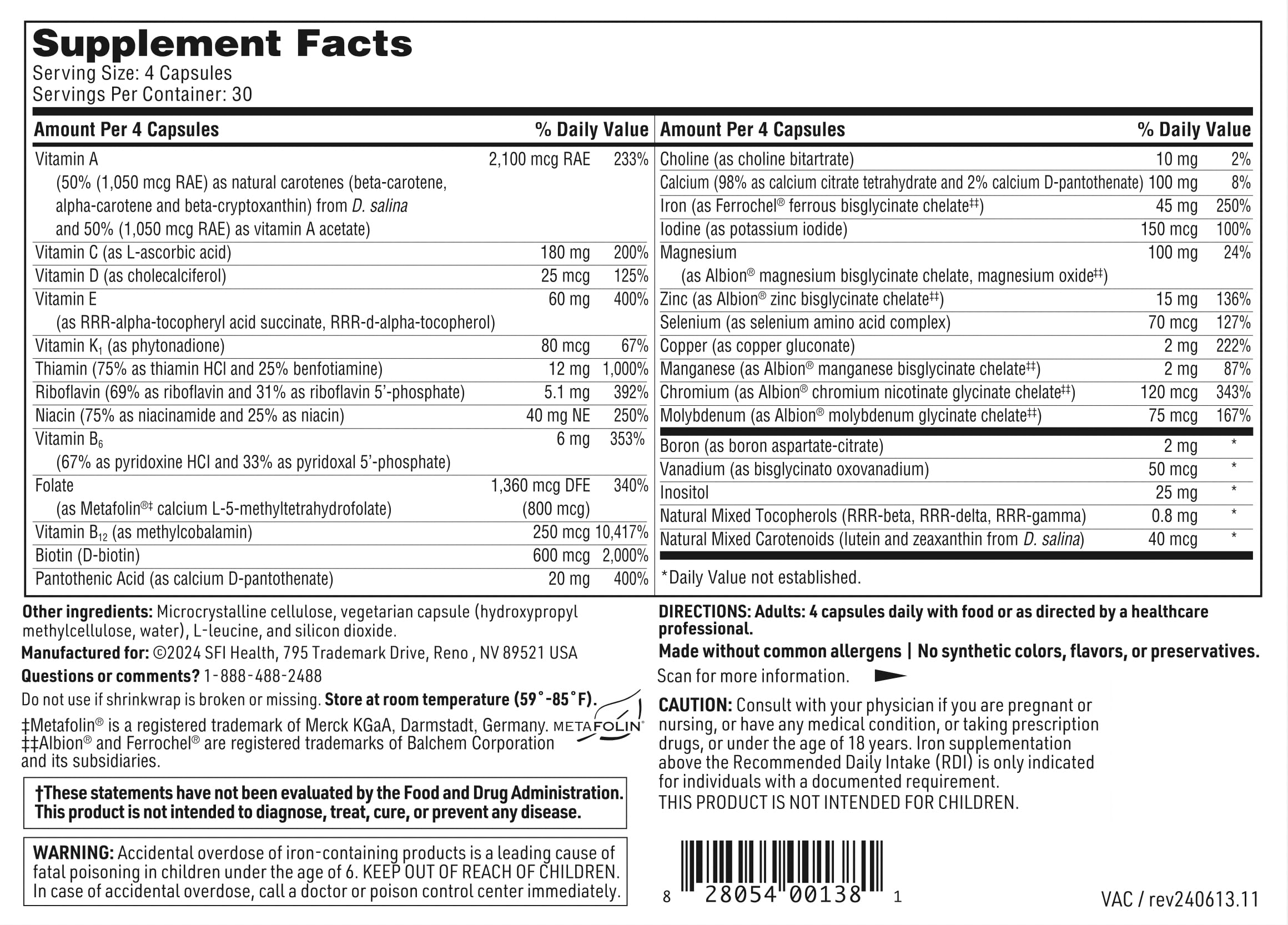 VitalActiv ingredient panel highlights L-5-MTHF and methylcobalamin