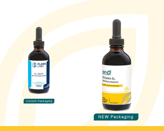 SFI Health Klaire Labs Vitamin B12 liquid drops full dropper ready for quick absorption.