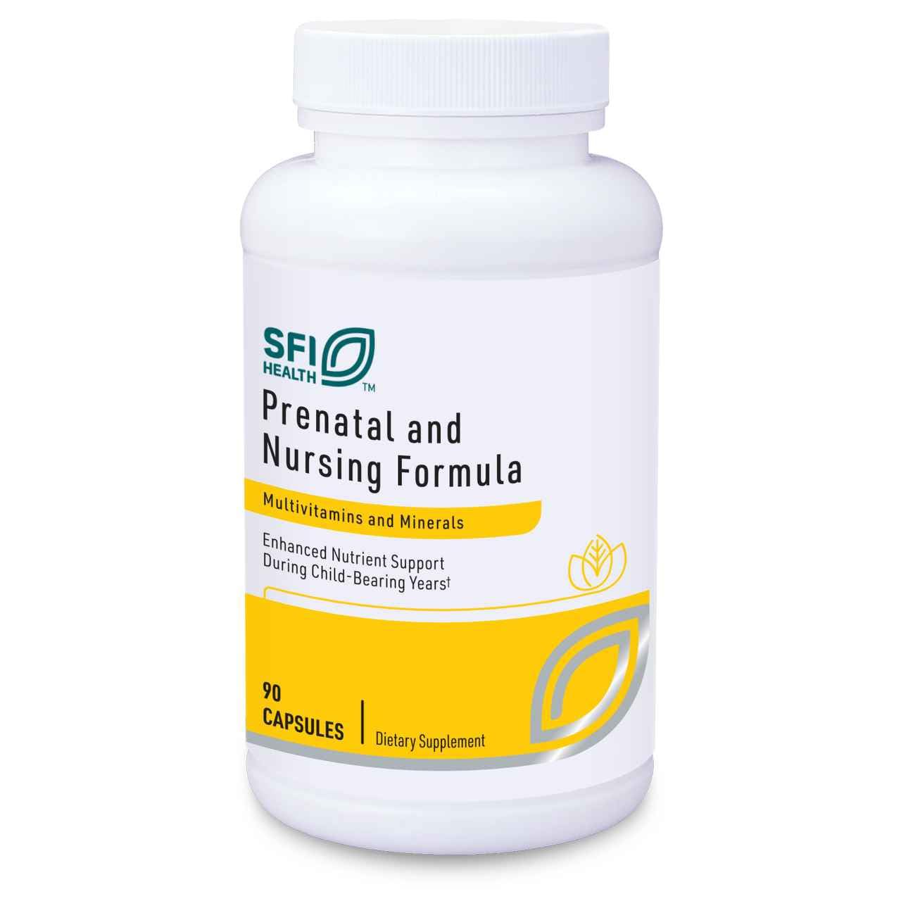 SFI Health Klaire Prenatal bottle closeup for comprehensive maternal support.