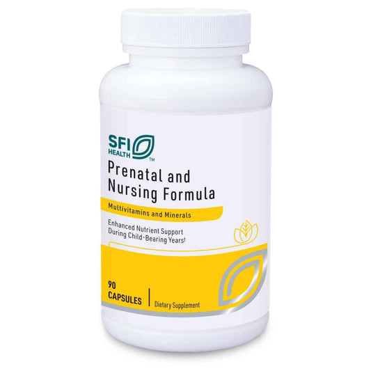 SFI Health Klaire Prenatal bottle closeup for comprehensive maternal support.