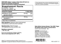 SFI Health Klaire Labs MSM 750mg per capsule for sulfur delivery.
