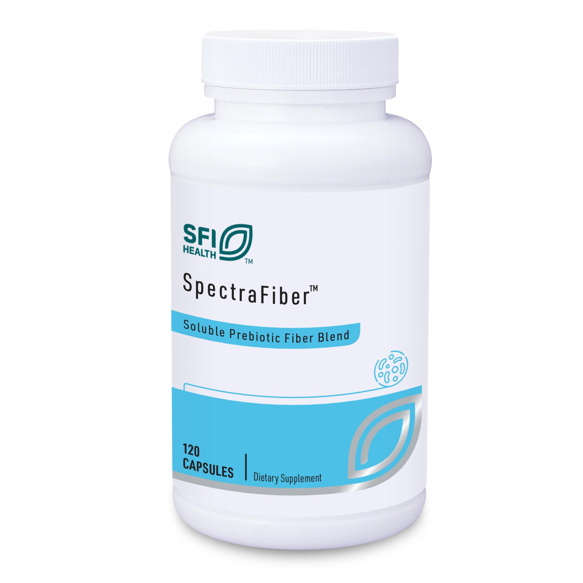 SFI Health SpectraFiber bottle front shows a broad soluble fiber blend for daily support