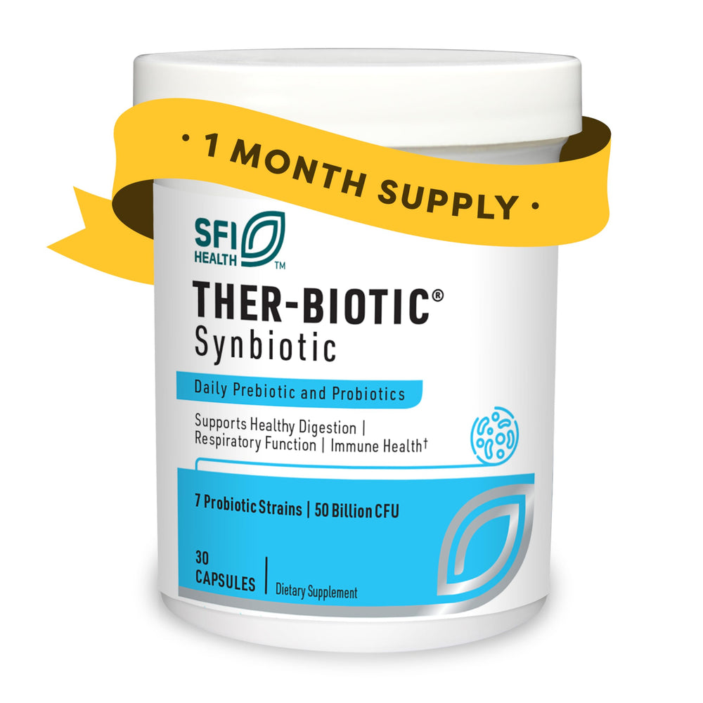 SFI Health Ther-Biotic Synbiotic bottle front for daily gut health support.