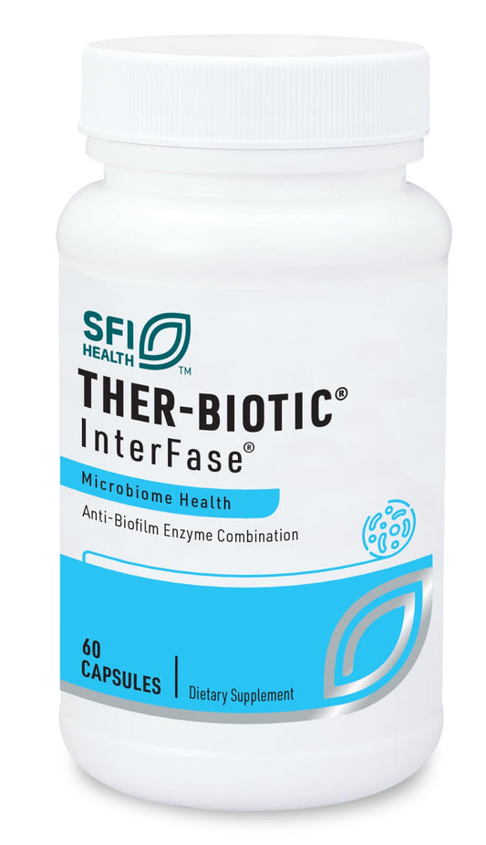 SFI Health Ther-Biotic InterFase bottle with capsules for digestive support.