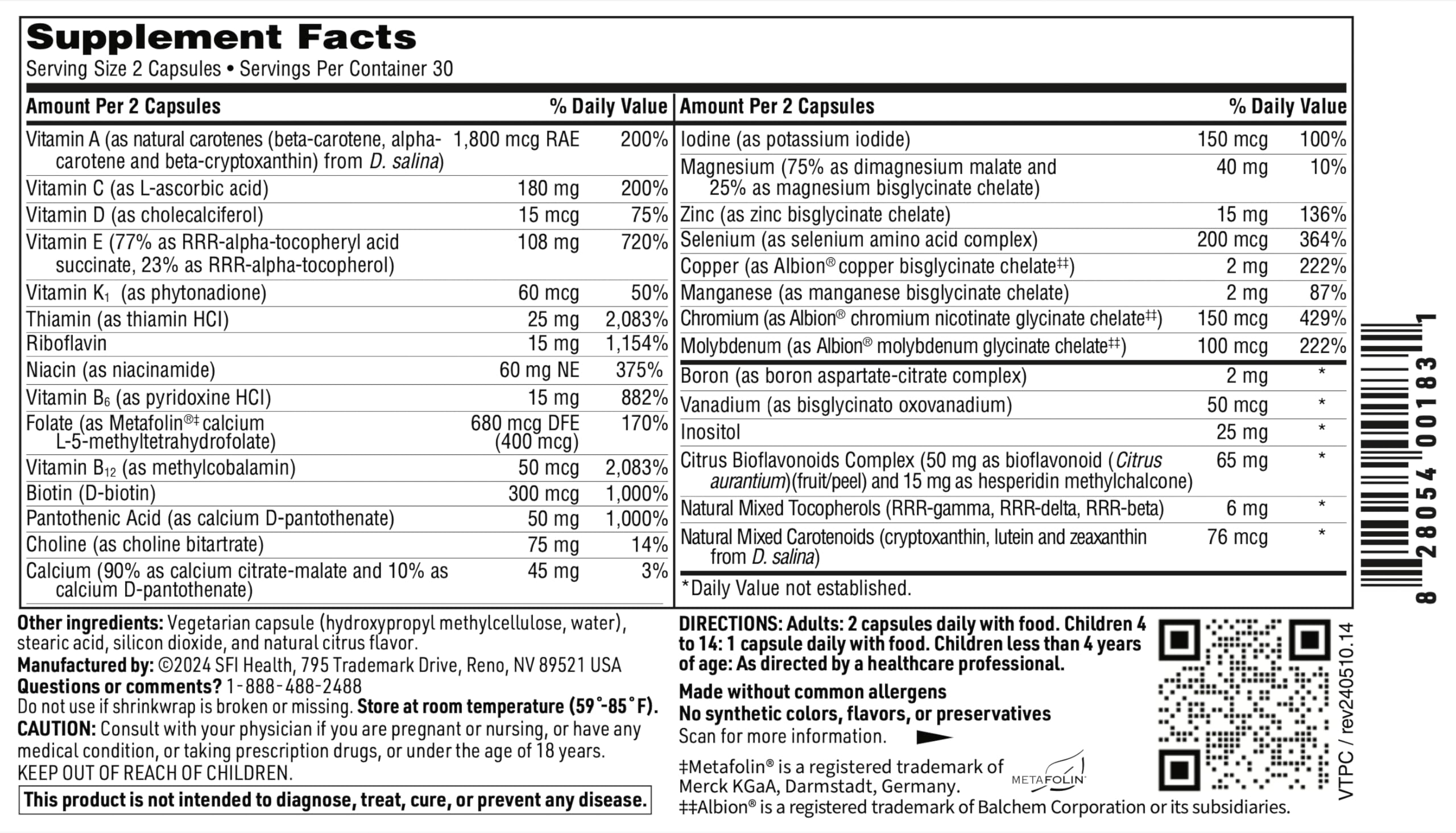 Bioavailable vitamins C and E in VitaPrime for antioxidant support.