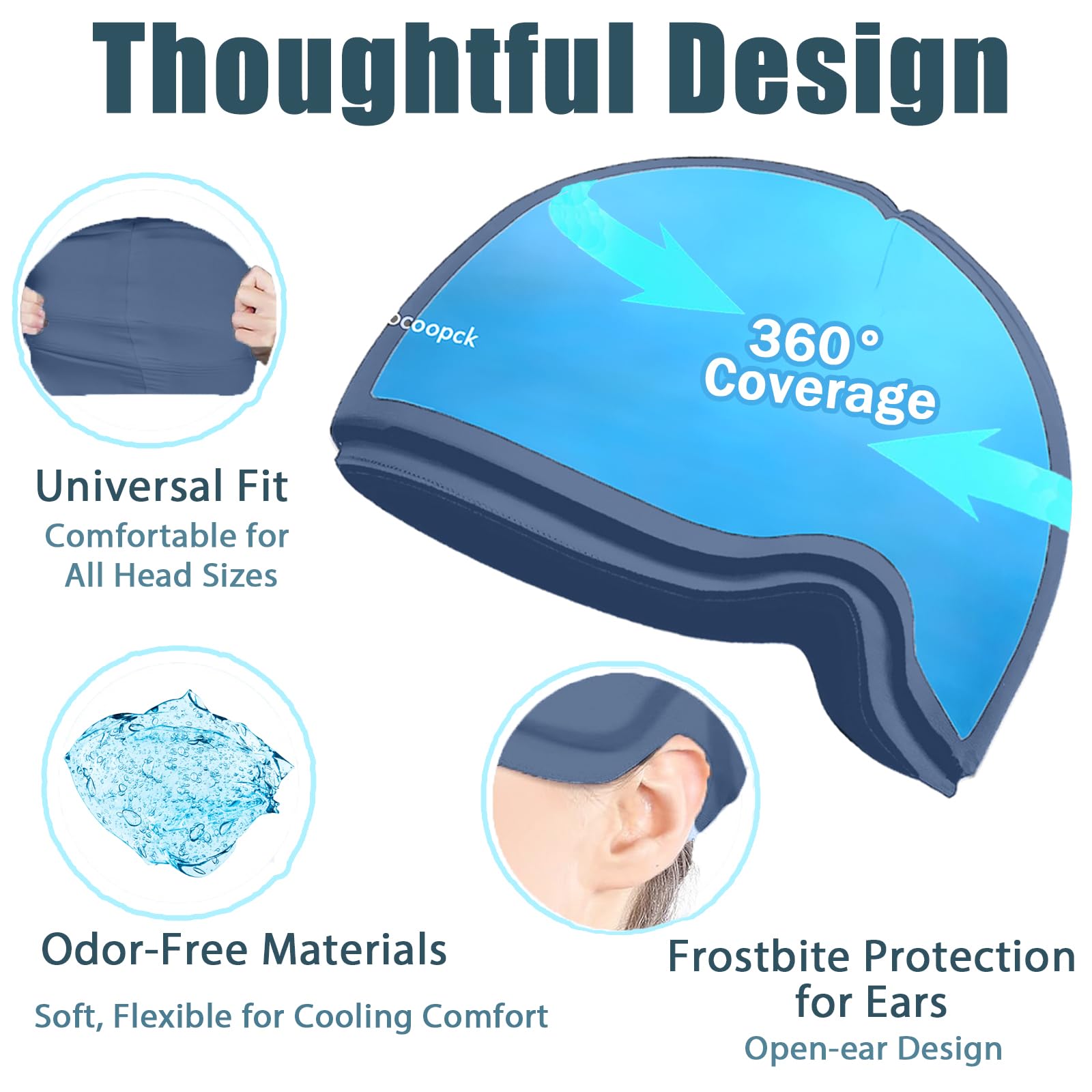 Sfiocoopck 360° fit cooling cap covering the entire scalp.
