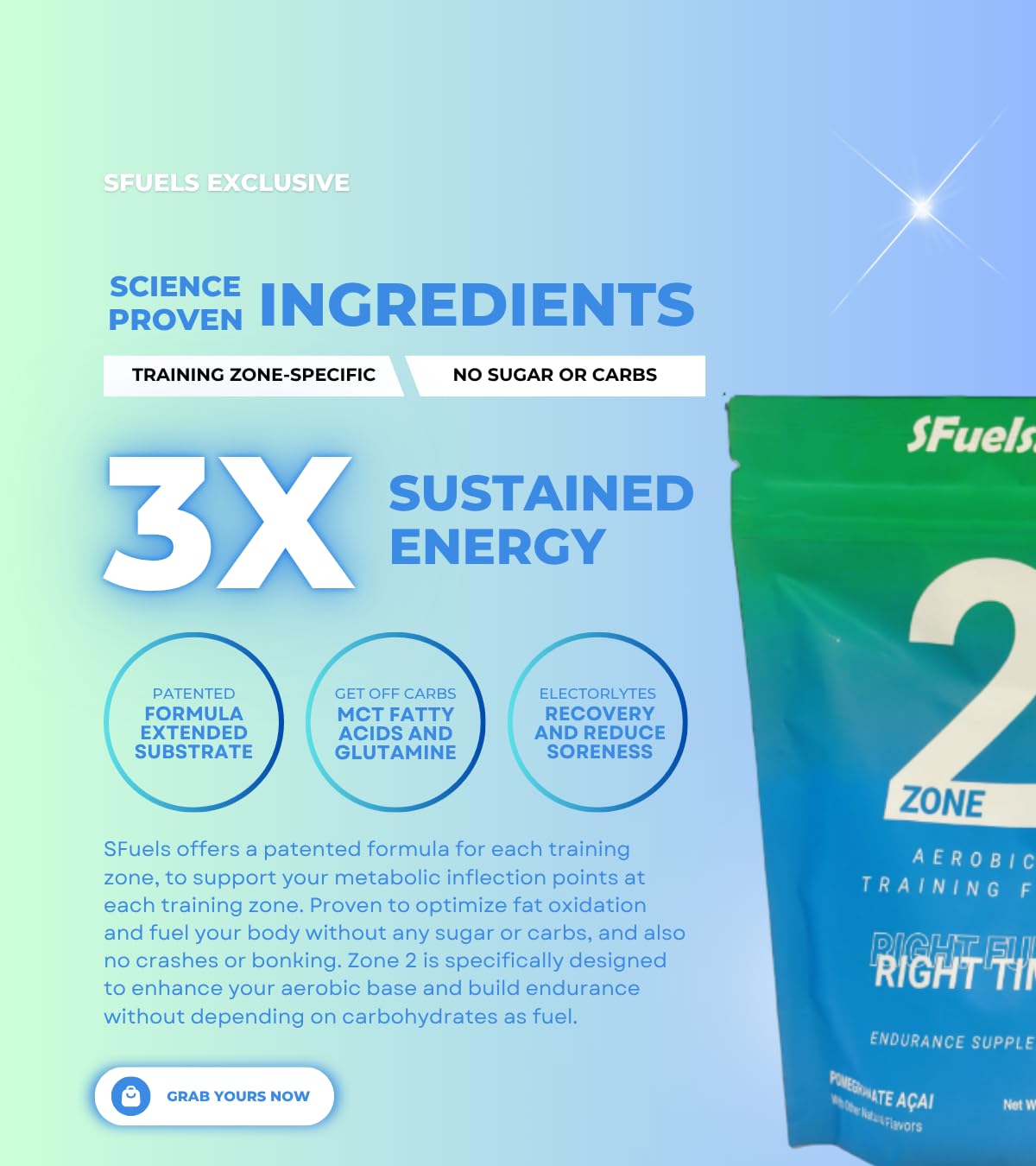 SFuels aerobic base development powder supports steady energy during zone-2 sessions.