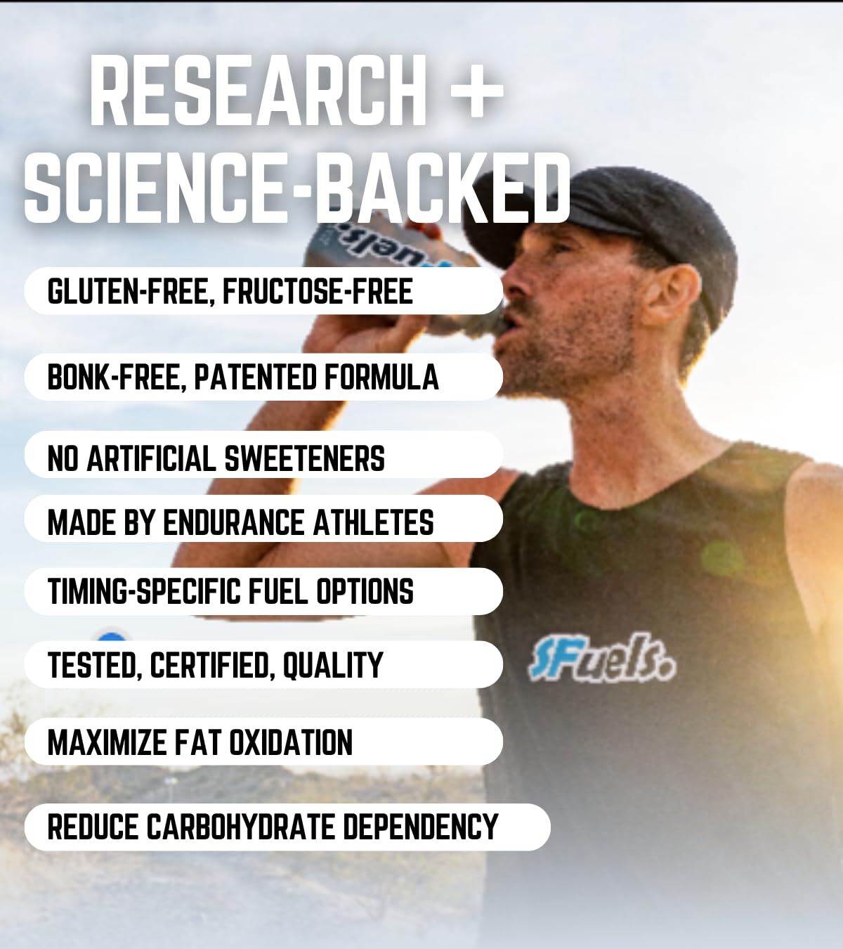 SFuels MCT C8 C10 glutamine blend powder emphasizes gut health support.