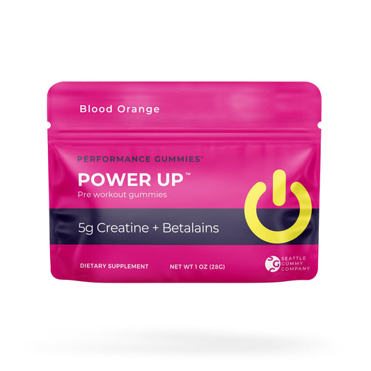 SGC Creatine Monohydrate Gummies in a blood orange bottle for on-the-go fueling.