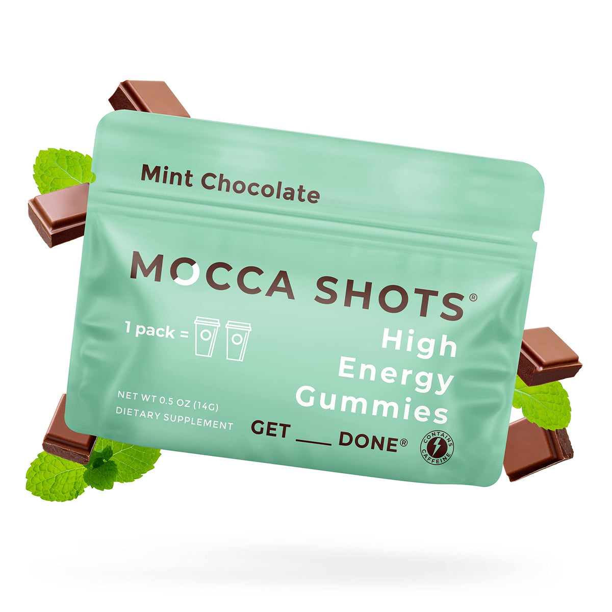 SGC Mocca Shots pack cover with mint chocolate energy on the go